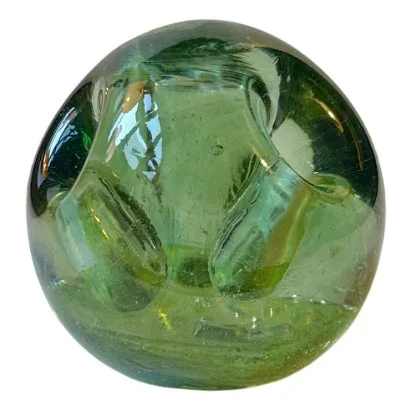 Vintage Apple Pen-Holder in Green Hand-Blown Glass, 1970s