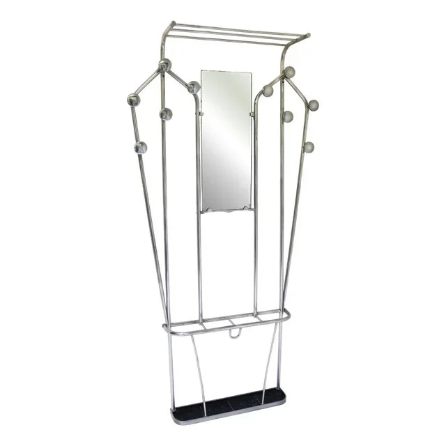 Vintage Art Deco Polished Aluminum Coat Rack, 1920