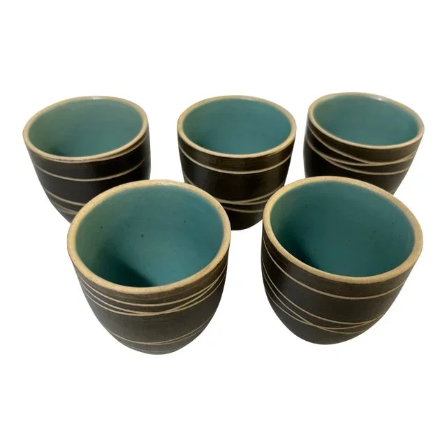 Vintage Artist Made Saki Cups- Set of 5