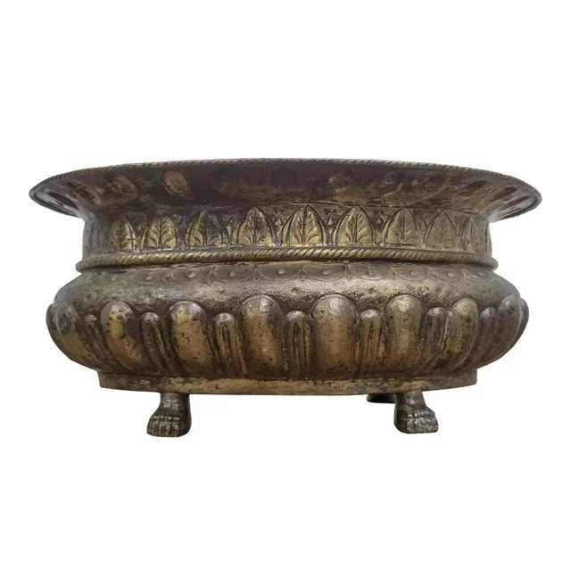 Vintage Brass Italian Baroque Style Planter Cachepot Champagne Cooler Jardinière