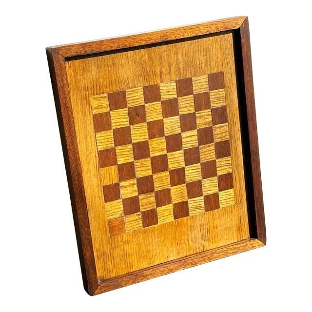 Vintage C.1930’s Hand Made Oak & Walnut Chess or Checkers Board