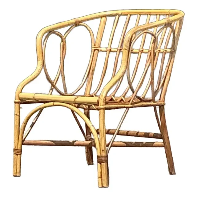 Vintage Coastal Bent Rattan Tub Chair