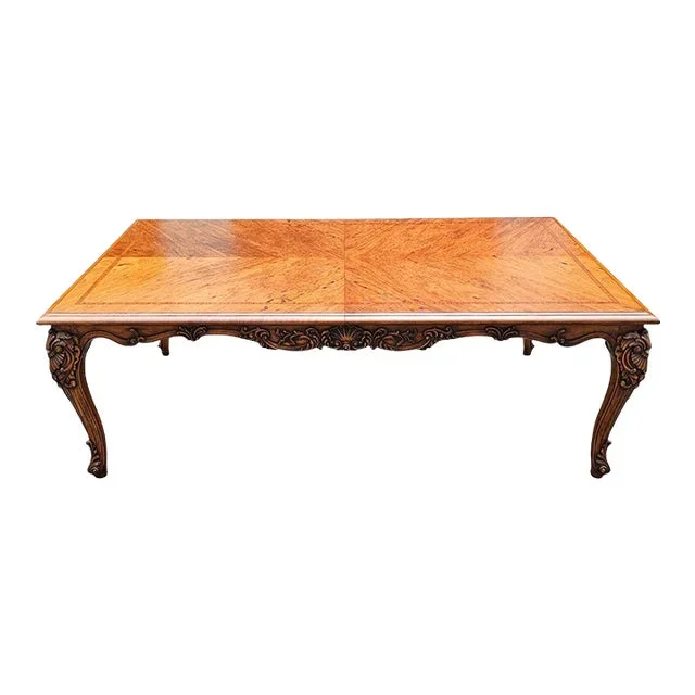 Vintage Custom Carved French Extendable Walnut Dining Table