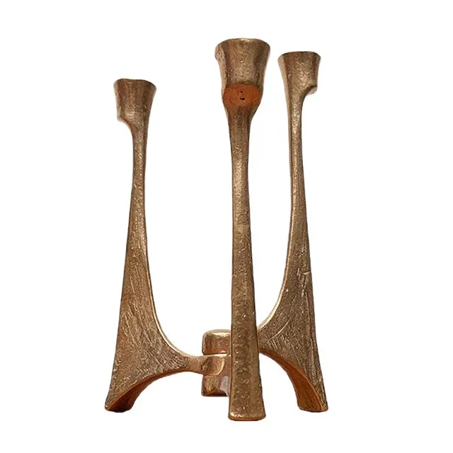 Vintage German Brutalist Metal Candle Holders from Harjes, Set of 2