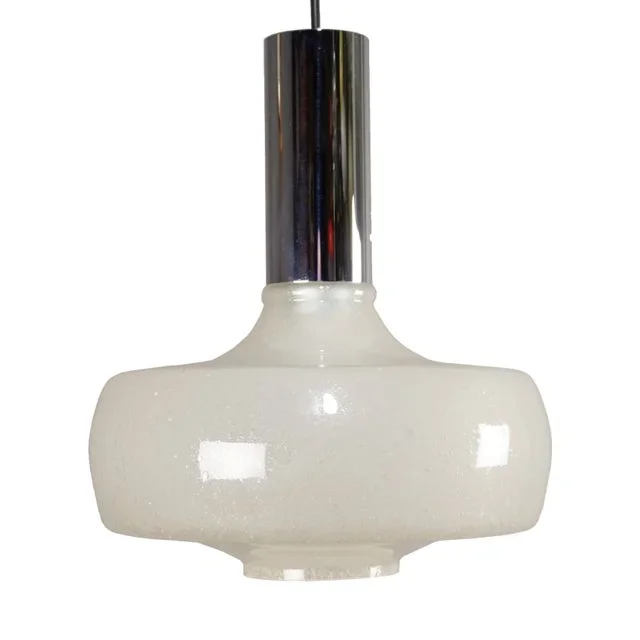 Vintage Ice Glass and Chrome Hanging Lamp by Karl Heinz Kinsky for Cosack, 1970s