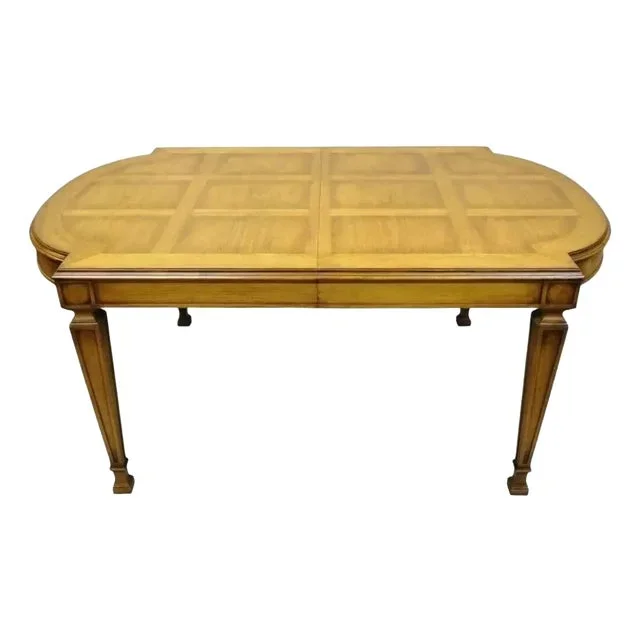 Vintage Karges Italian Provincial Parquetry Inlay Top Dining Table W/ 3 Leaves