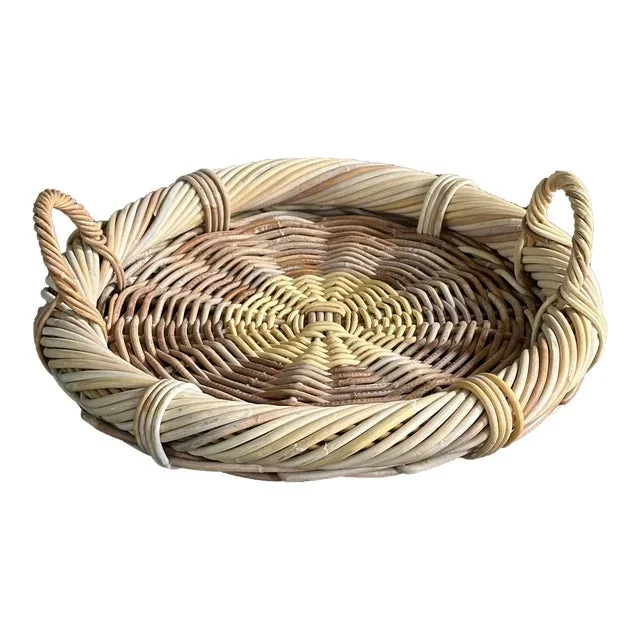 Vintage Oversized Wicker Tray