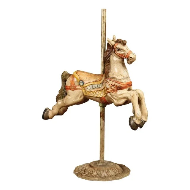 Vintage Painted Cast Aluminum Carousel Horse