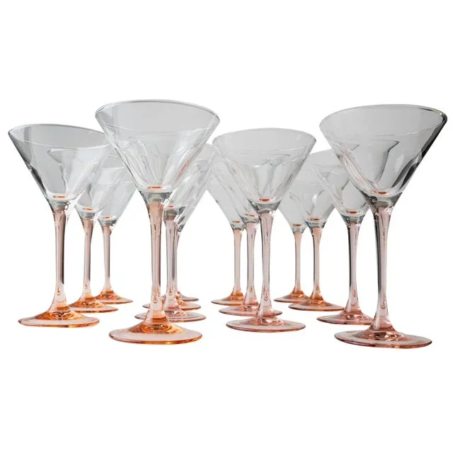 Vintage Pink Luminarc Martini Glasses, France, 1980s
