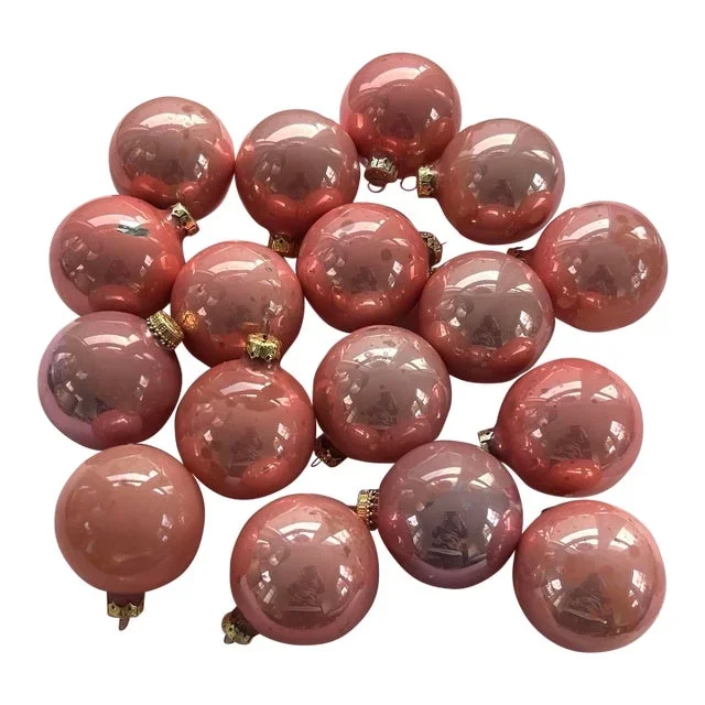 Vintage Pink Mauve Glass Ornaments – Set of 18