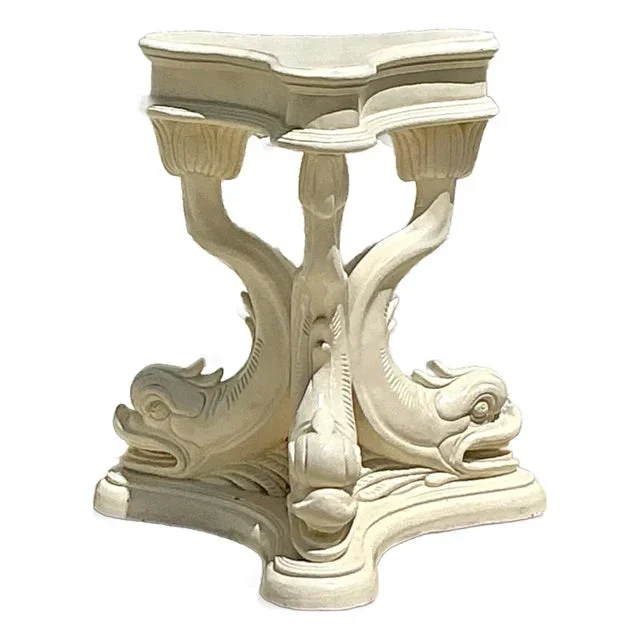 Vintage Regency Lacquered Dolphin Table Pedestal