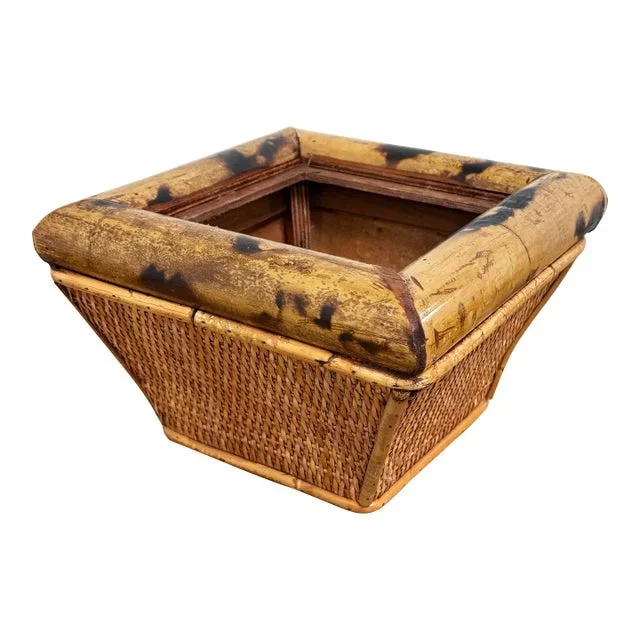 Vintage Scorched Bamboo Planter