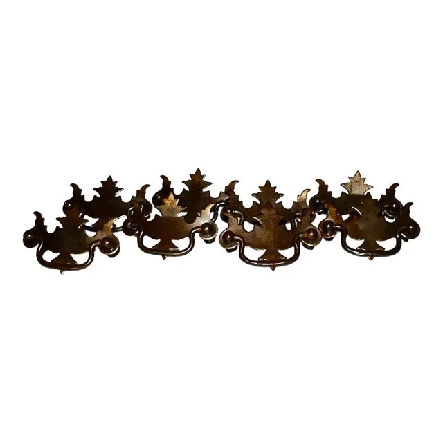 Vintage Set of Eight Chippendale Style Brass Plated Hardware