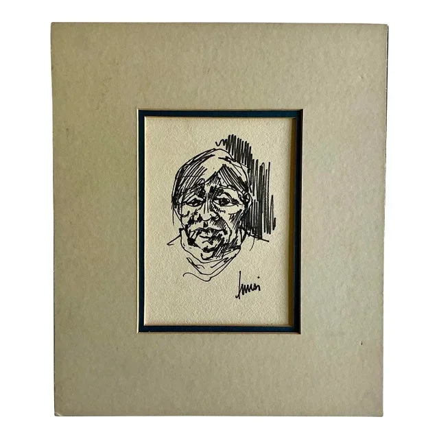 Vintage Sketch – Portrait – Signed – Mid 20th C