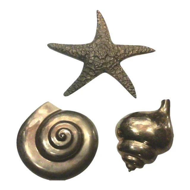 Vintage Solid Brass Shell Wall Hangings-Set of 3