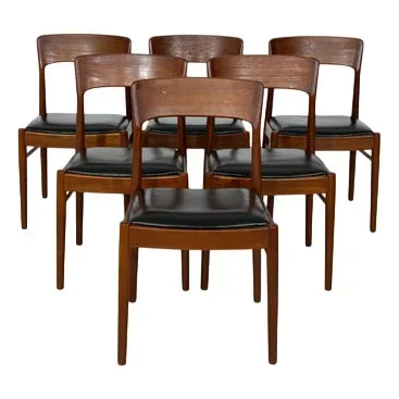 Vintage Teak Dining Chairs by Henning Kjarnulf, Set of 6