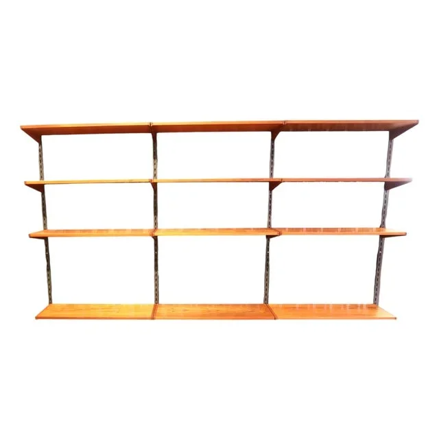Wall-Mounted Shelving System in Teak by Kai Kristiansen for FM Møbler, 1960s