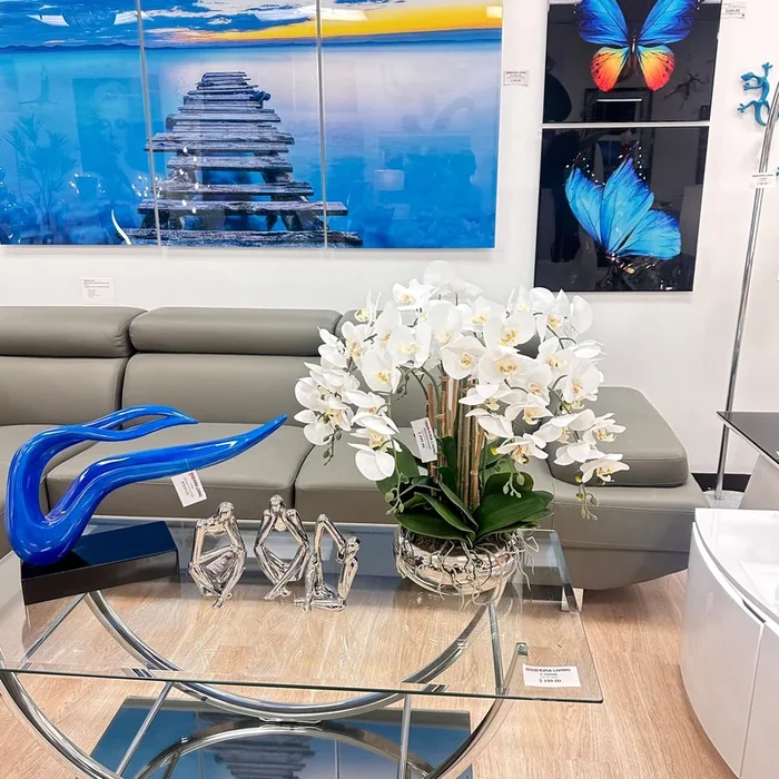 White Orchid With Silver Vase