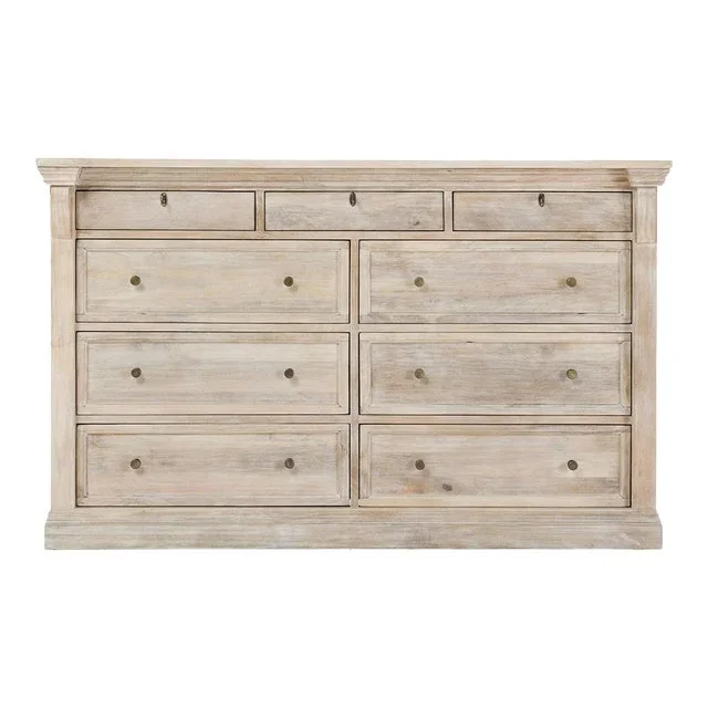 White Wash Large Wood Dresser