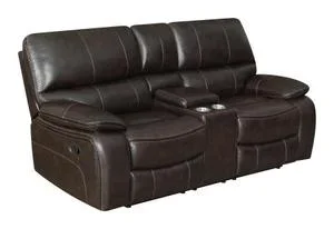 Willemse Motion Loveseat With Console Dark Brown
