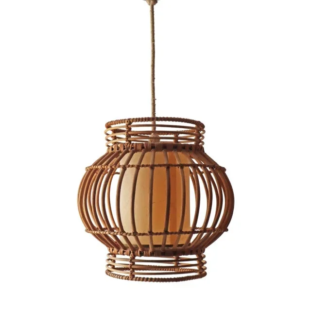 Willow and Wicker Ball Pendant Lamp, 1960s