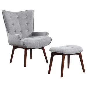 Willow Upholstered Accent Chair With Ottoman Grey and Brown