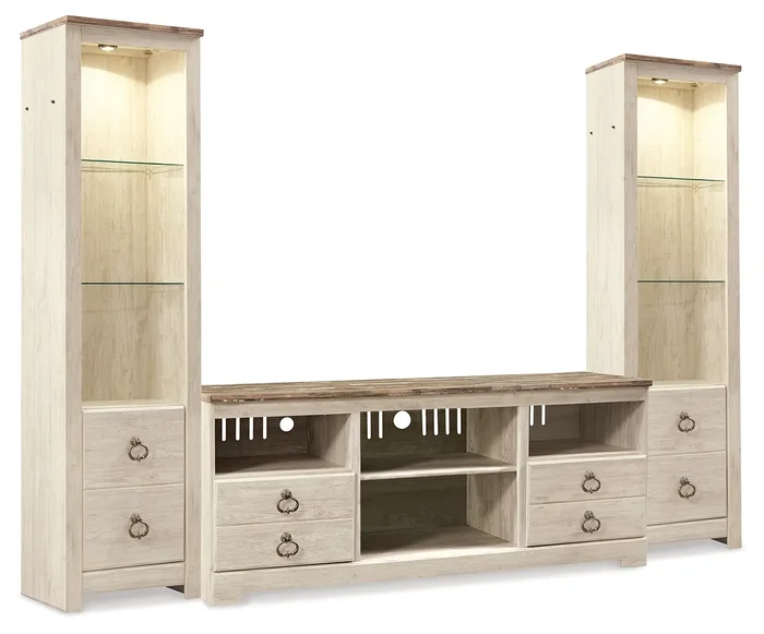 Willowton 3-Piece Entertainment Center W267W16 by Signature Design by Ashley at Old Brick Furniture & Mattress Co.