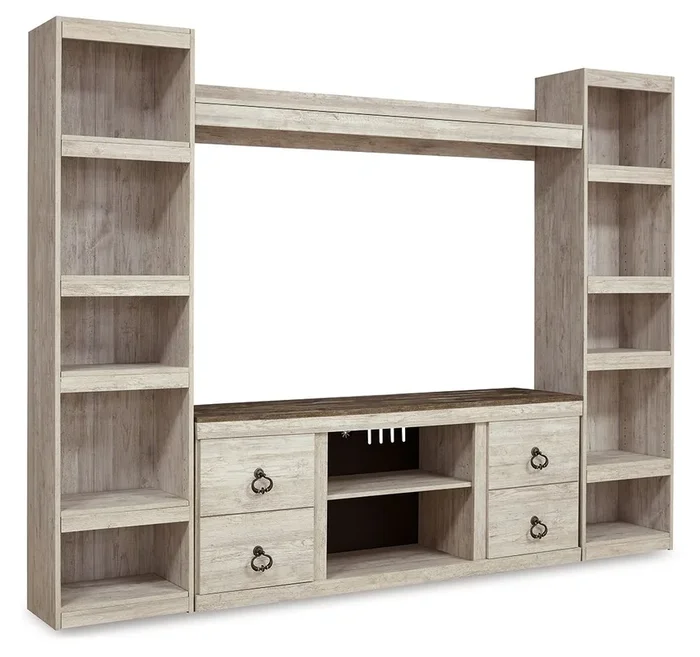 Willowton – 4-Piece Entertainment Center – Whitewash