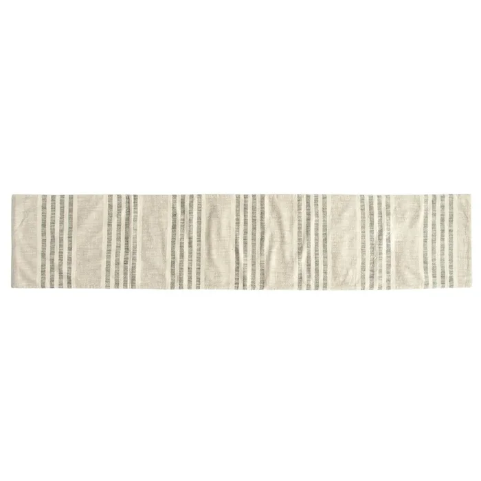 Woven Cotton Stripe Table Runner – Black & Cream DF1624 by Creative Co-Op at Old Brick Furniture & Mattress Co.