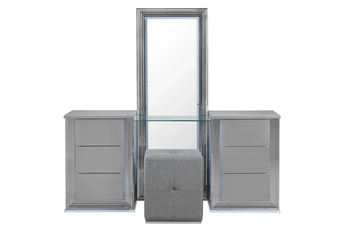 YLIME SMOOTH SILVER VANITY SET